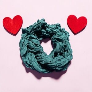 Extra Long 80” scrunched scarf with metallic thread accents